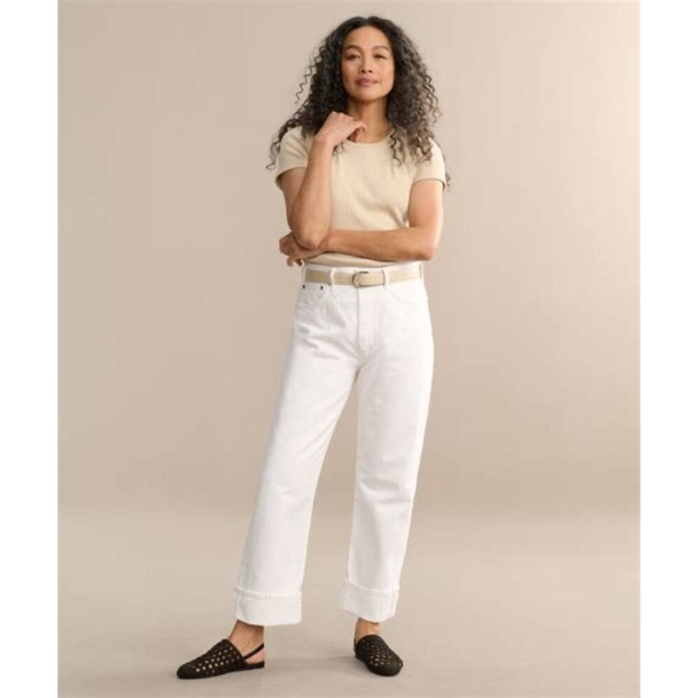 AGOLDE Fran Low Slung Baggy Easy Straight in Milkshake 26 White Jeans Cuffed